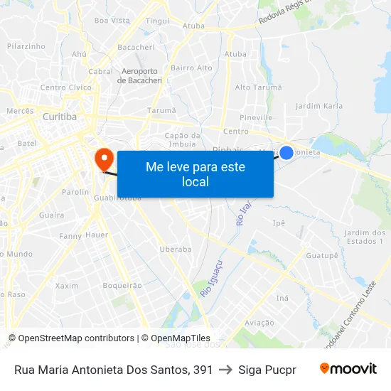 Rua Maria Antonieta Dos Santos, 391 to Siga Pucpr map