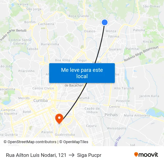Rua Aílton Luís Nodari, 121 to Siga Pucpr map
