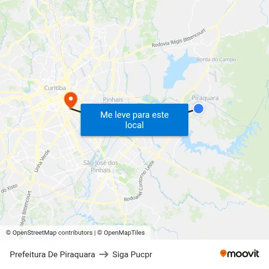 Prefeitura De Piraquara to Siga Pucpr map