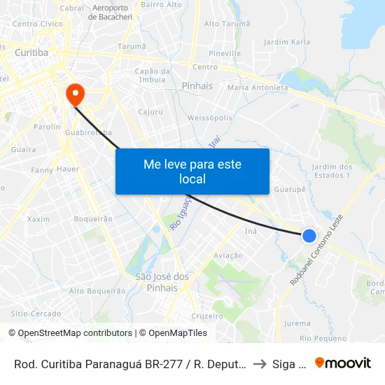 Rod. Curitiba Paranaguá BR-277 / R. Deputado Luís Gabriel Sampaio to Siga Pucpr map