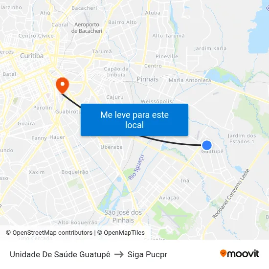 Unidade De Saúde Guatupê to Siga Pucpr map