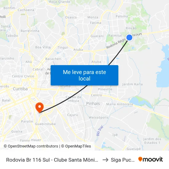 Rodovia Br 116 Sul - Clube Santa Mônica to Siga Pucpr map