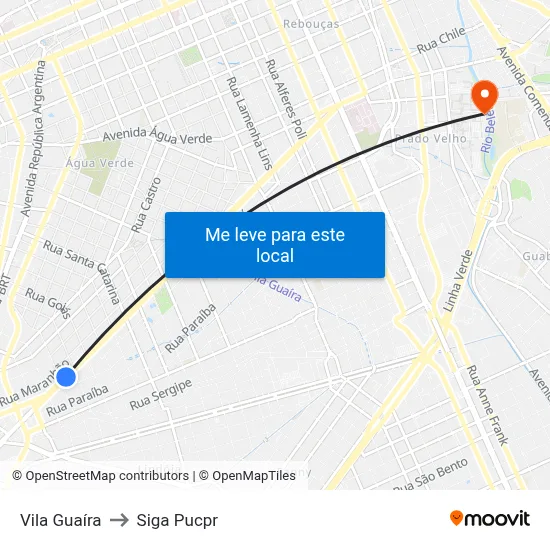 Vila Guaíra to Siga Pucpr map