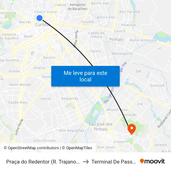 R. Trajano Reis, 800 - Praça do Redentor to Terminal De Passageiros map