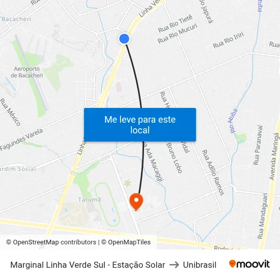Marginal Linha Verde Sul - Estação Solar to Unibrasil map