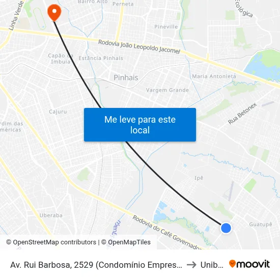 Av. Rui Barbosa, 2529 (Condomínio Empresarial Rui Barbosa) to Unibrasil map
