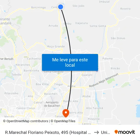 R.Marechal Floriano Peixoto, 495 (Hospital São Rafael de Arcanjo) to Unibrasil map