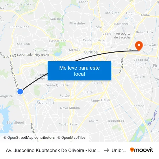 Av. Juscelino Kubitschek De Oliveira - Kuehne Nagel to Unibrasil map