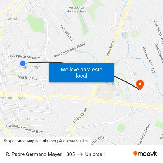 R. Padre Germano Mayer, 1805 to Unibrasil map