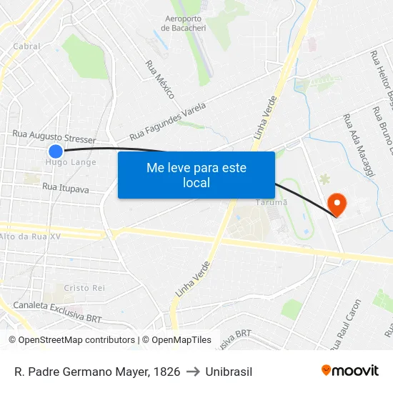 R. Padre Germano Mayer, 1826 to Unibrasil map