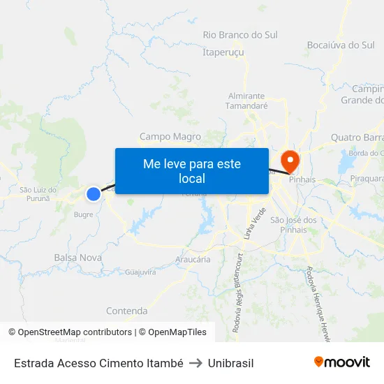 Estrada Acesso Cimento Itambé to Unibrasil map