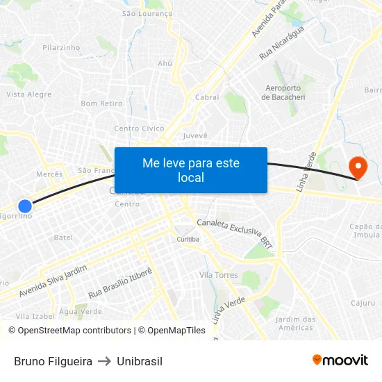 Bruno Filgueira to Unibrasil map