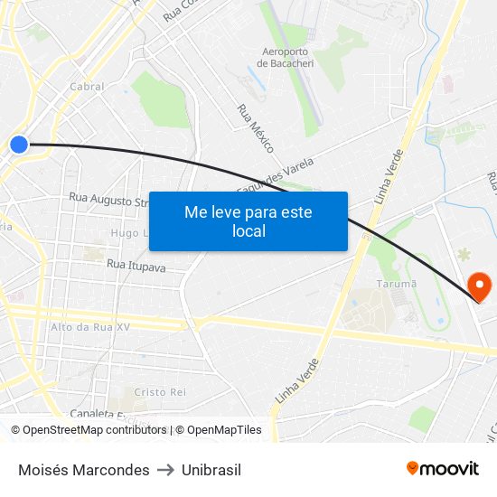 Moisés Marcondes to Unibrasil map