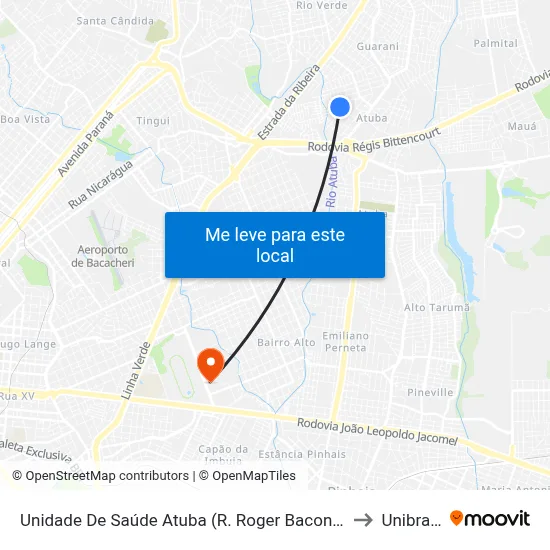 Unidade De Saúde Atuba (R. Roger Bacon, 665) to Unibrasil map