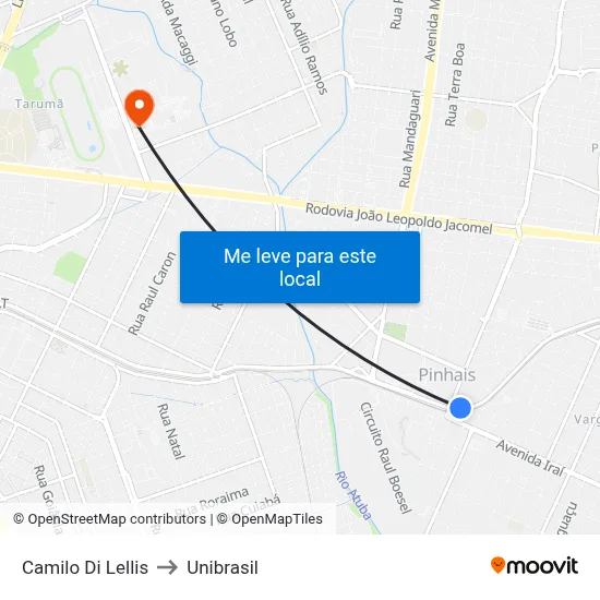 Camilo Di Lellis to Unibrasil map