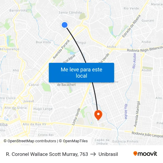R. Coronel Wallace Scott Murray, 763 to Unibrasil map