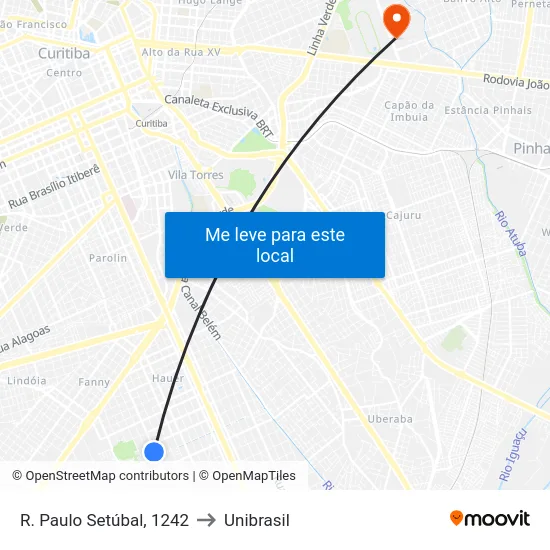R. Paulo Setúbal, 1242 to Unibrasil map