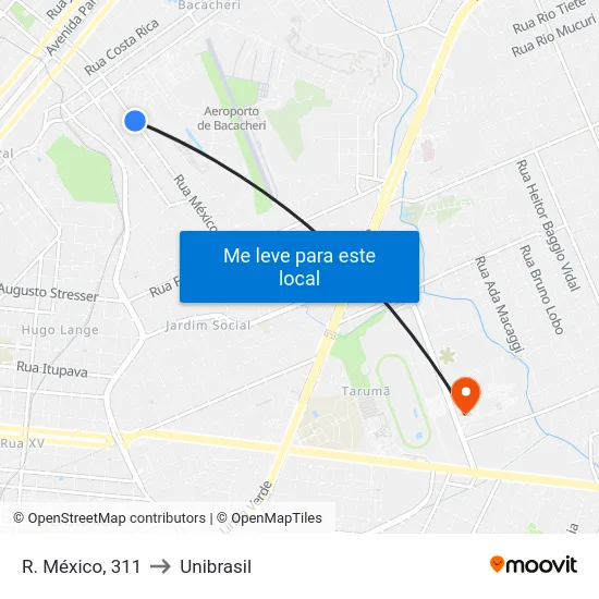 R. México, 311 to Unibrasil map