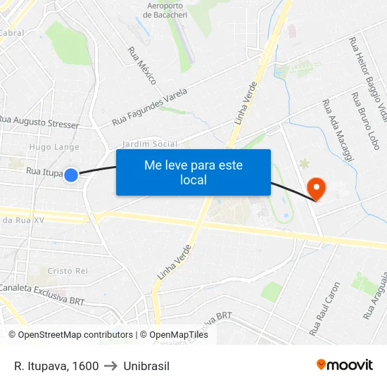 R. Itupava, 1600 to Unibrasil map