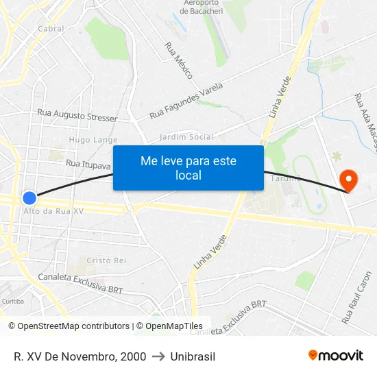 R. XV de Novembro, 2000 to Unibrasil map