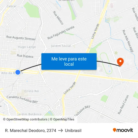 R. Marechal Deodoro, 2374 to Unibrasil map