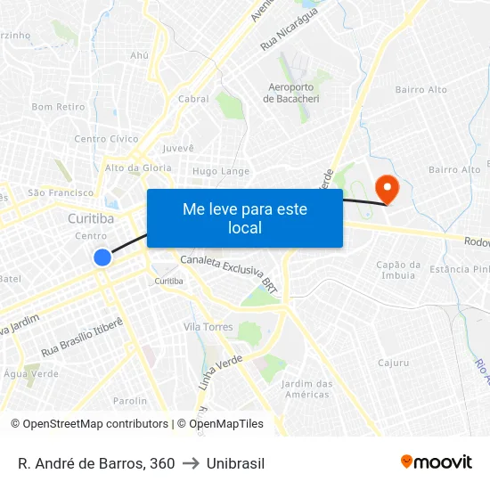 R. André de Barros, 360 to Unibrasil map