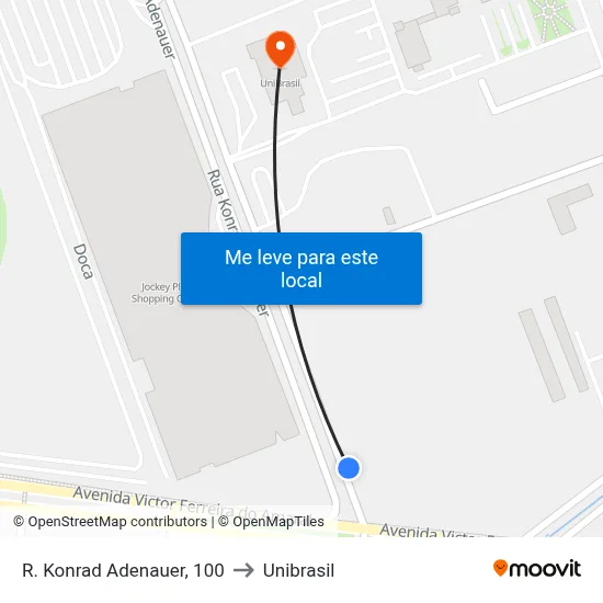 R. Konrad Adenauer, 100 to Unibrasil map