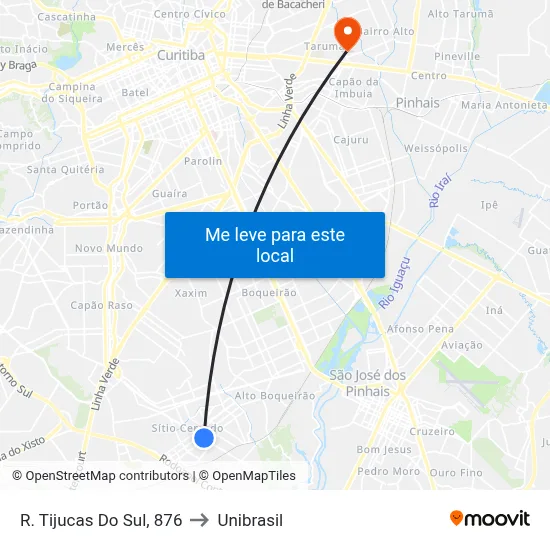 R. Tijucas Do Sul, 876 to Unibrasil map