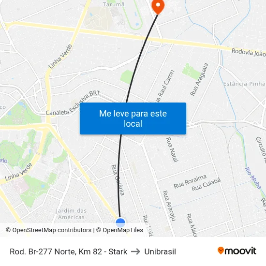 Rod. Br-277 Norte, Km 82 - Stark to Unibrasil map