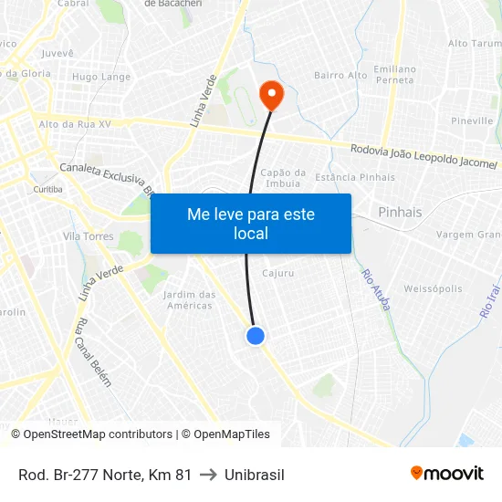 Rod. Br-277 Norte, Km 81 to Unibrasil map