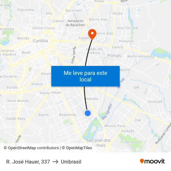 R. José Hauer, 337 to Unibrasil map