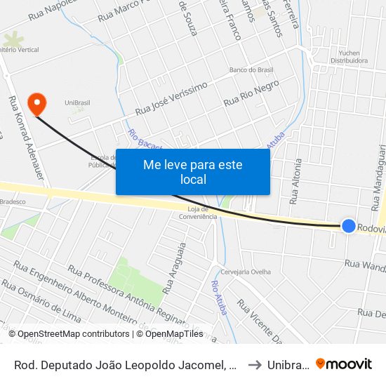 Rod. Deputado João Leopoldo Jacomel, 12753 to Unibrasil map