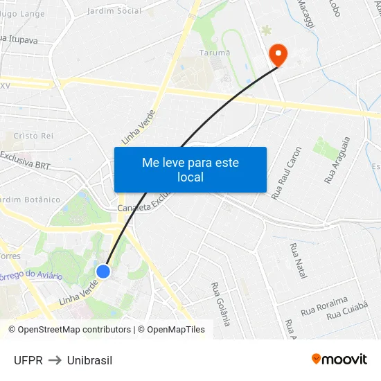 UFPR to Unibrasil map