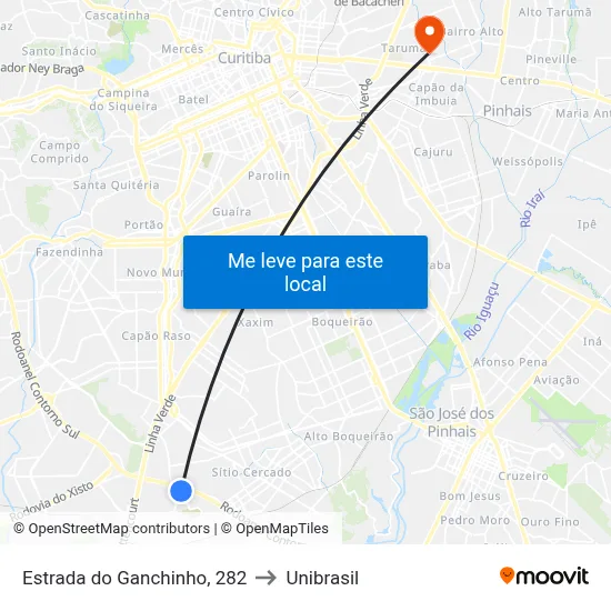 Estrada do Ganchinho, 282 to Unibrasil map