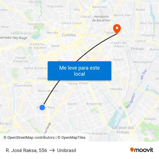 R. José Raksa, 556 to Unibrasil map