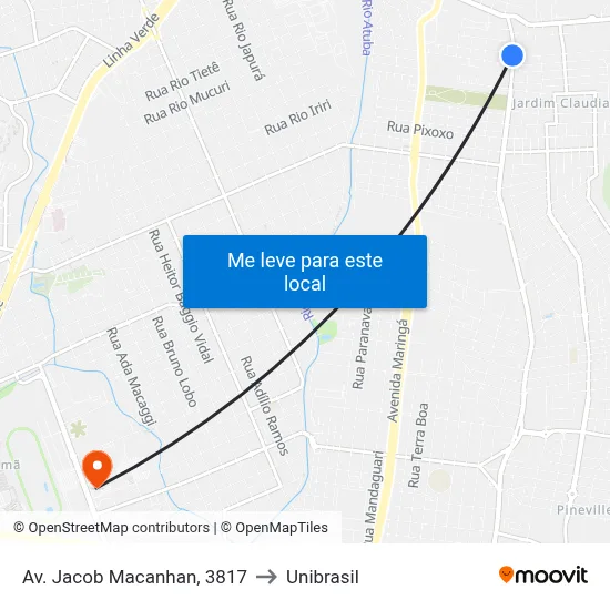 Av. Jacob Macanhan, 3817 to Unibrasil map