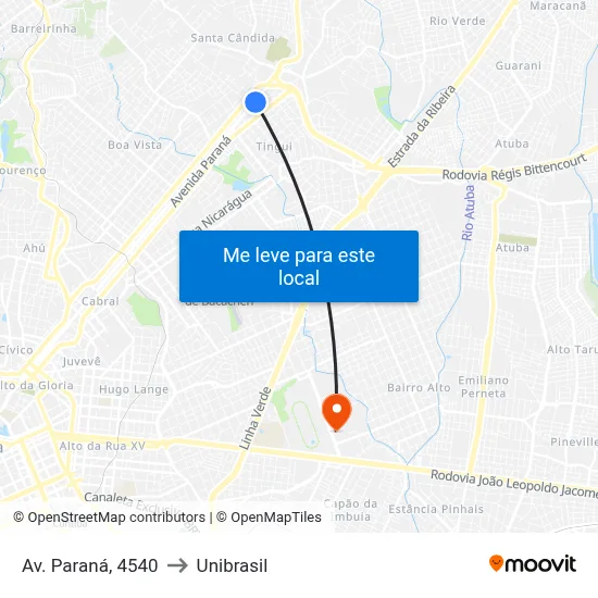 Av. Paraná, 4540 to Unibrasil map