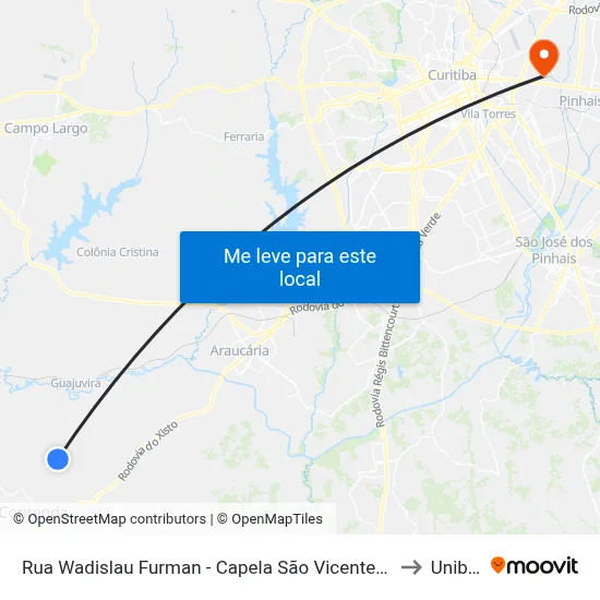 Rua Wadislau Furman - Capela São Vicente De Paulo Camundá to Unibrasil map