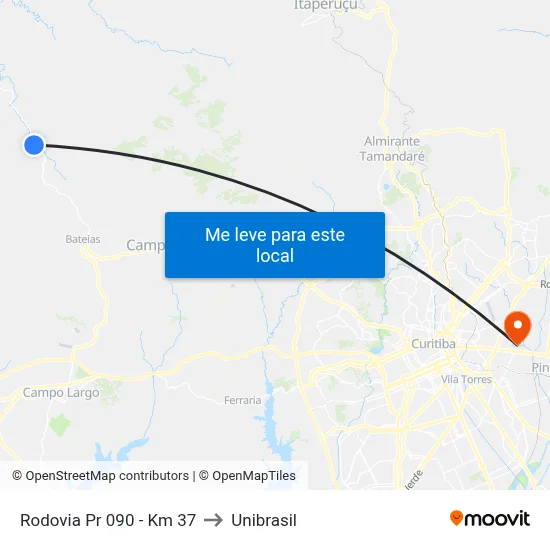 Rodovia Pr 090 - Km 37 to Unibrasil map