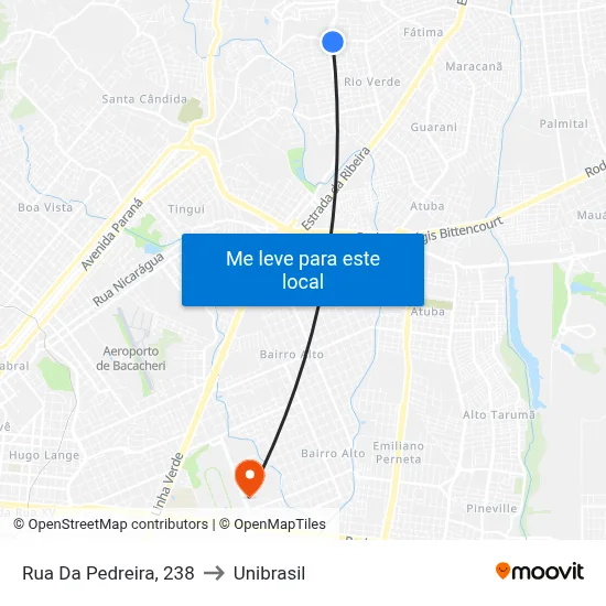 Rua Da Pedreira, 238 to Unibrasil map