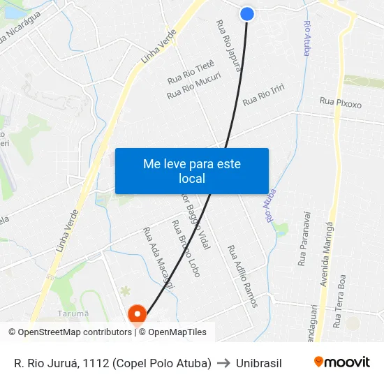 R. Rio Juruá, 1112 (Copel Polo Atuba) to Unibrasil map