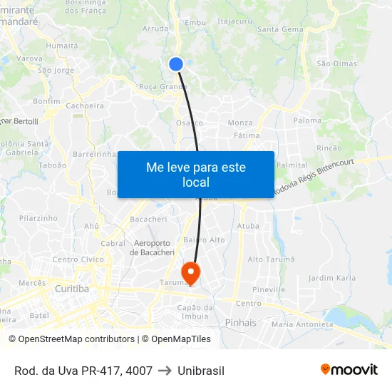 Rod. da Uva PR-417, 4007 to Unibrasil map