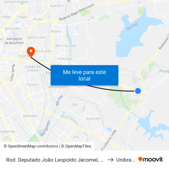 Rod. Deputado João Leopoldo Jacomel, 161 to Unibrasil map