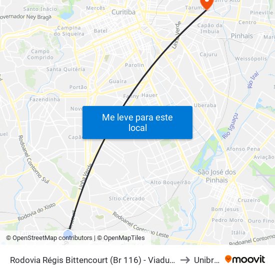 Rodovia Régis Bittencourt (Br 116) - Viaduto Pompéia to Unibrasil map