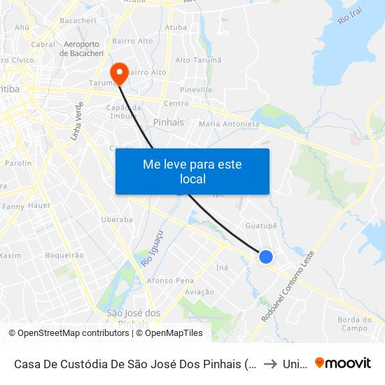 Casa De Custódia De São José Dos Pinhais (R. Sebastiana Santana Fraga, 1275) to Unibrasil map