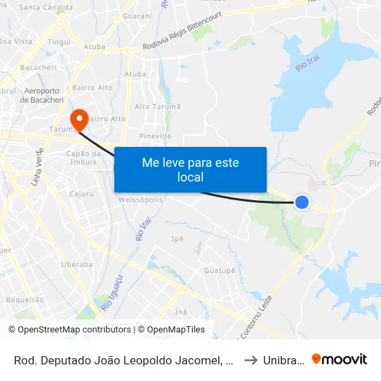 Rod. Deputado João Leopoldo Jacomel, 4675 to Unibrasil map