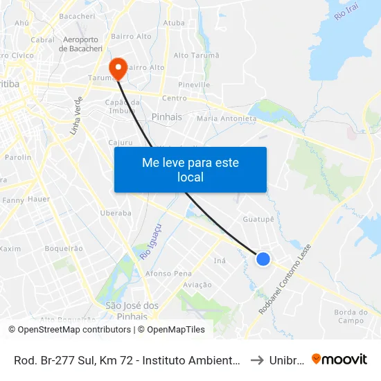 Rod. Br-277 Sul, Km 72 - Instituto Ambiental Do Paraná to Unibrasil map