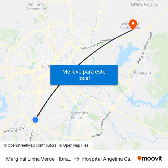 Marginal Linha Verde - Ibratec to Hospital Angelina Caron map