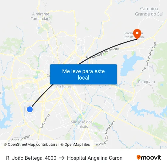 R. João Bettega, 4000 to Hospital Angelina Caron map