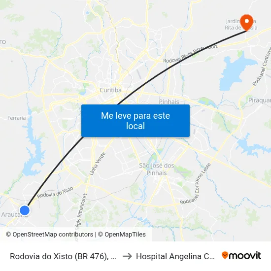 Rodovia do Xisto (BR 476), 5660 to Hospital Angelina Caron map